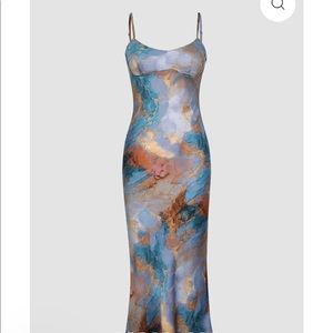 Abstract Print Fitted Midi Slip Dress from MICAS. Size M and multicolor.